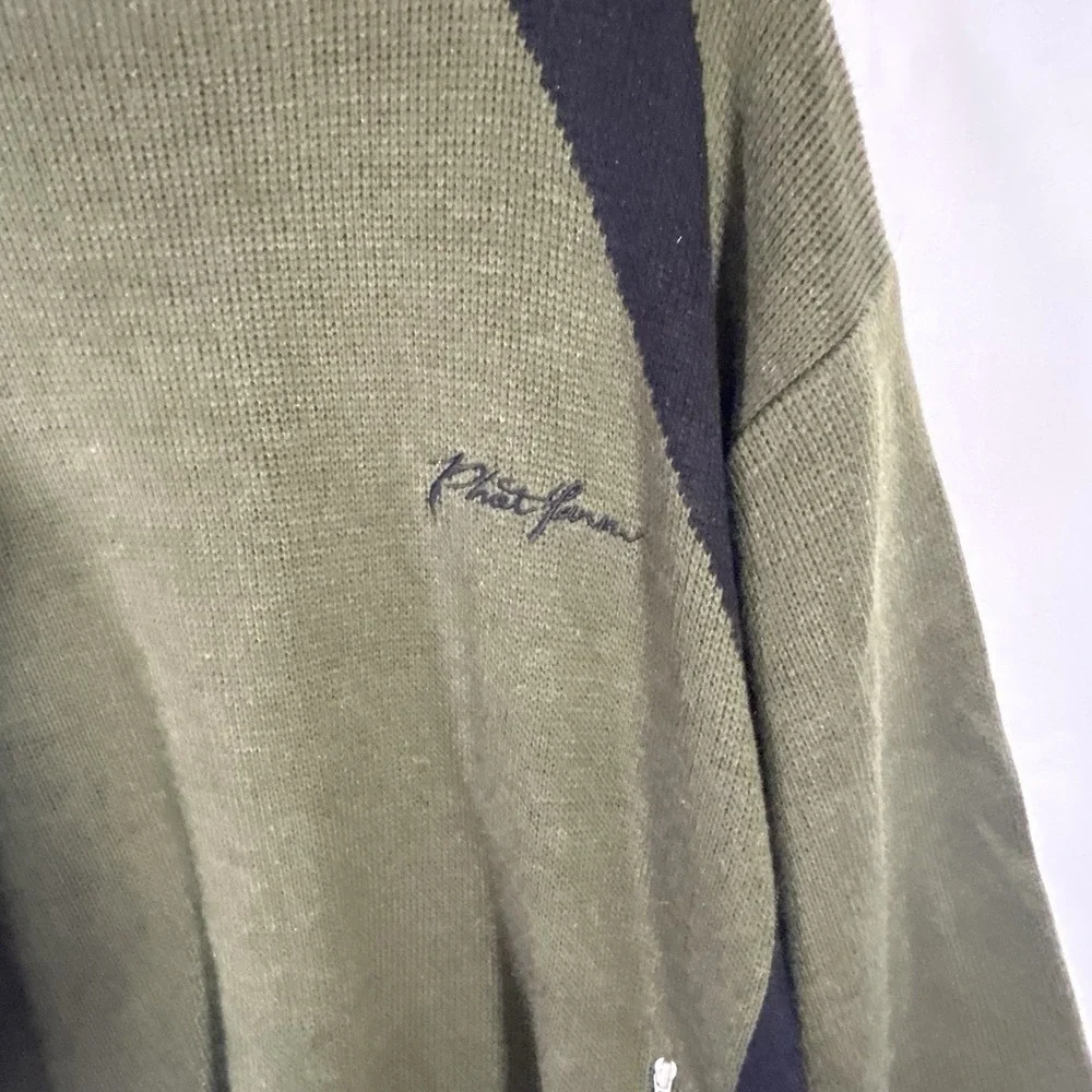 Vintage Y2K Phat Farm Knit Sweater Men's XXXL Olive Green Mock Neck Streetwear